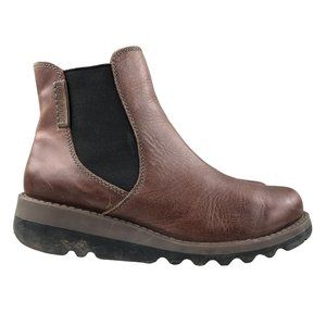 Josef Seibel Women's Size 36 (5-5.5) Lina Brown Leather Wedge Ankle Booties Boot